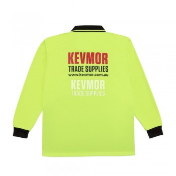 Kevmor Fluro Long Sleeve Polo Back