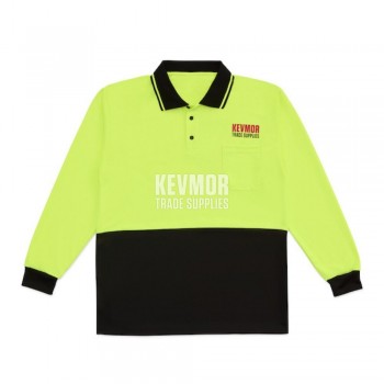 Kevmor Fluro Long Sleeve Polo Front