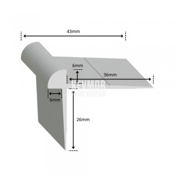 SFS955S - Carpet Tile / Plank Stair Nosing 6mm Silver Profile