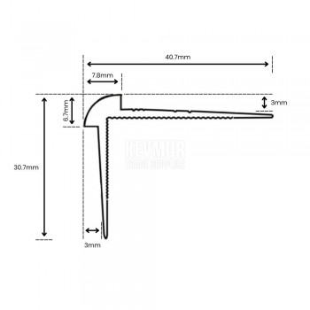 ASN06NMBL Vinyl Plank Landing Edge - 3.6m x 3mm Matt Black - Profile