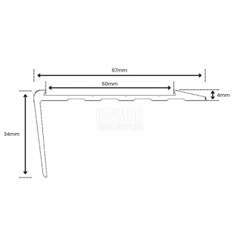 ASN75NMBL Stair Nosing Long Riser - 3.66m x 73mm with 50mm Insert - Profile