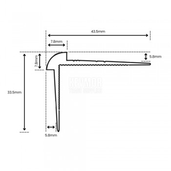 ASN30NMBL Vinyl Landing Edge - 6mm Matt Black x 3.3m - Profile