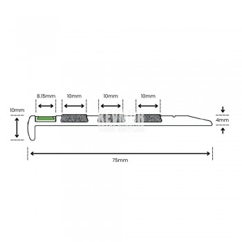 ASN155NMS All Weather Stair Nosing - 3.66m x 75mm Luminance Strip - Profile