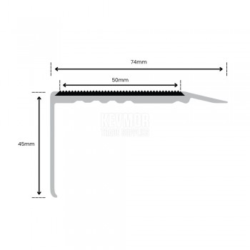 SFS74LN 74mm Long Clear Anodised Stair Nosing - Profile