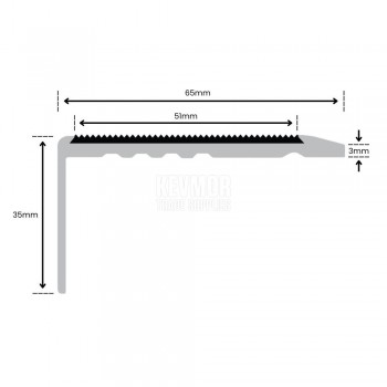 SFS65-3 Premium Stair Nosing for Carpet 35mm - Profile