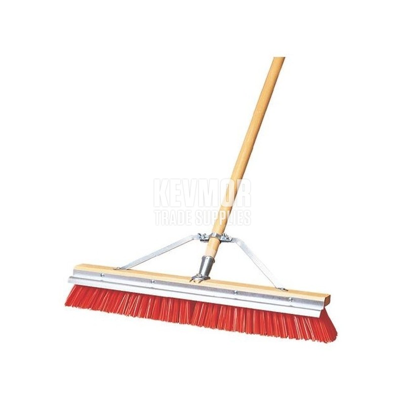 24" Broom with Scraper Orange Bristles Polyprop