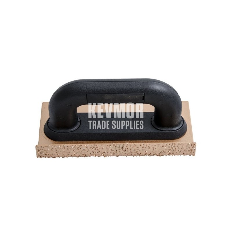 Rub Brick - 24 Grit Carbide Chip - 20cmx10cmx25mm - Steel Sanding Trowel - Bronze/Black Handle