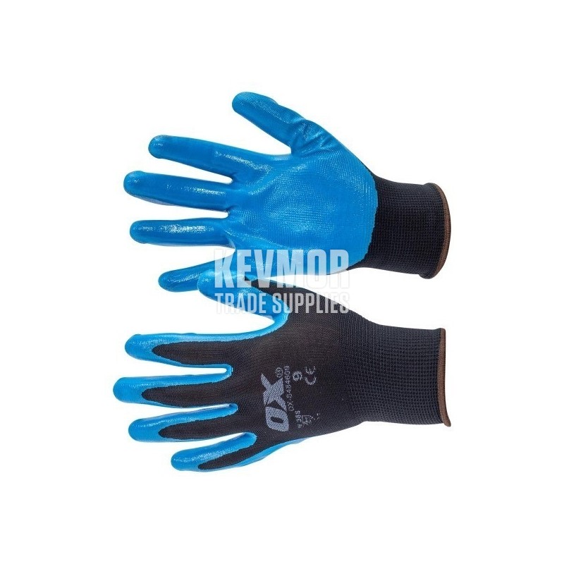 OX Polyester Lined Nitrile Glove - 5 pack (size 9)