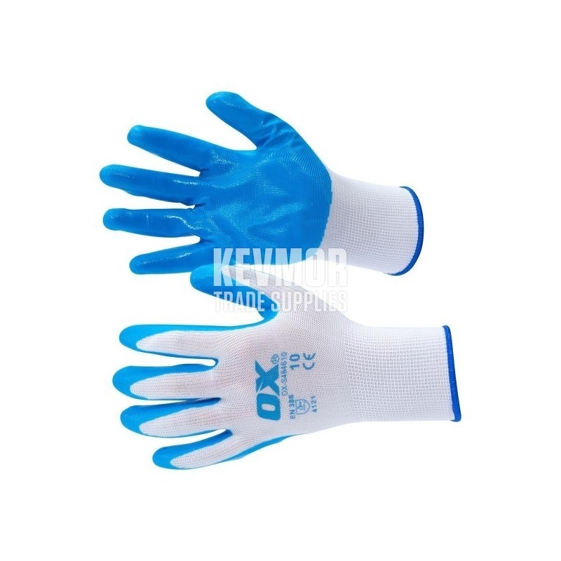 OX Polyester Lined Nitrile Glove - 5 pack (size 10)