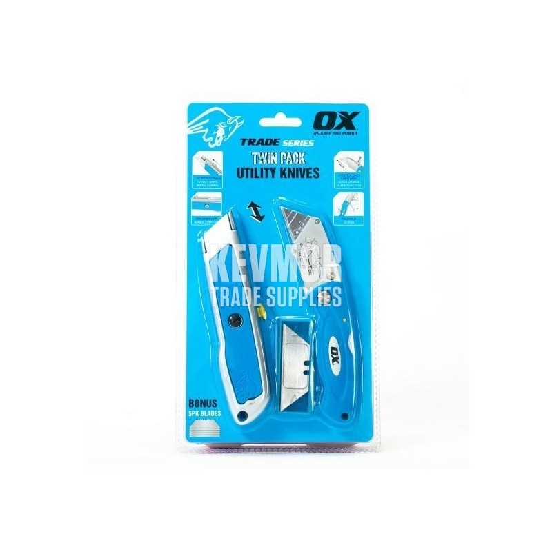OX Trade Utility Folding and Retractable Knife Twinpack