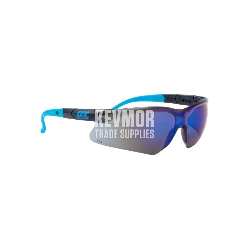 OX Blue Mirrored Safety Glasses