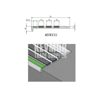 ASN155NMS All Weather Stair Nosing - 3.66m x 75mm Luminance Strip