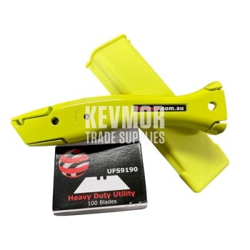 FRIYAY DEAL 2 - Fluro Yellow Delphine Knife + UFS 9190 Utility Blades (100 pack)
